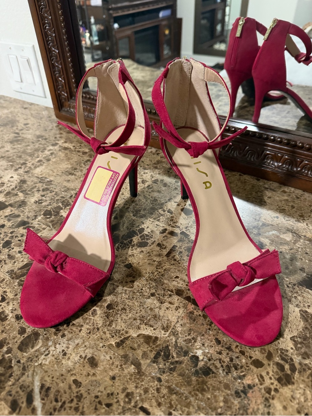 Unisa pink Suede Bow Ankle-Strap Heels